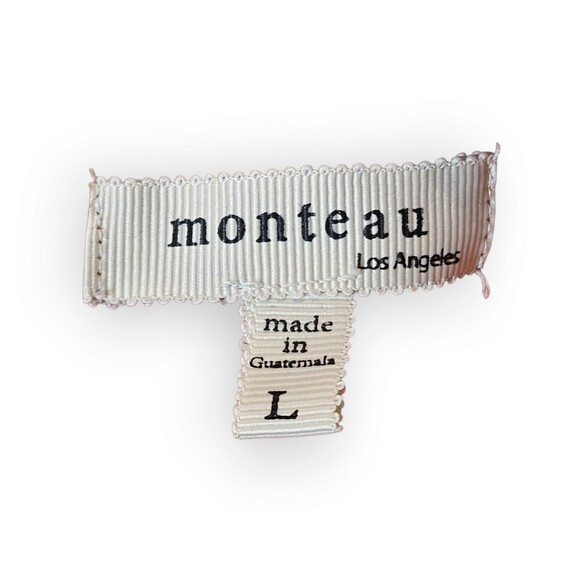 Monteau Blouse Size Large Burnt Orange Lace Sleeves Keyhole Back Pullover - Picture 8 of 9